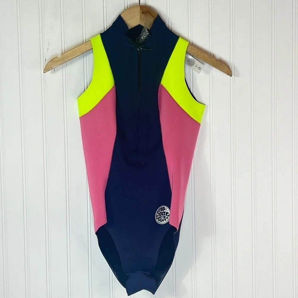 Rip Curl G Bomb 1mm Sleeveless Cheeky Shorty Wetsuit Size 6 Navy Pink